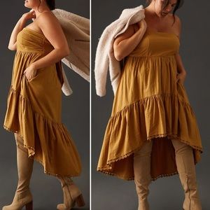 NEW Maeve Bohemian High-Low Sleeveless Midi Dress in Yellow - Anthropologie